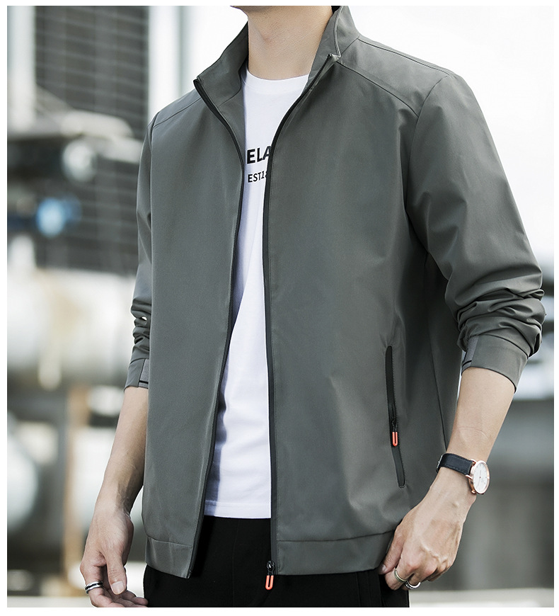 Fashionable Men's Spring And Autumn Jacket With Stand Up Collar_voghion.com