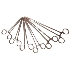 Pigs, cows, and sheep are held with stainless steel needle pliers, needle pliers, stainless steel needle clips, needle holders, and veterinary needle pliers.