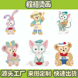 烫画定 制可爱小熊烫画贴印花烫图水晶标烫金烫银水洗标防升华