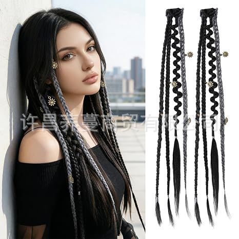 Cross-border bohemian-style BB clips, long hair extensions, European and American wasteland-style handmade braided hair accessories for export Cross-border bohemian-style BB clips, long hair extensions, European and American wasteland-style handmade braided hair accessories for export