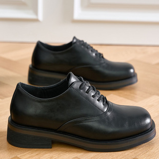 2025 British Style Derby Shoes Versatile Business Cleanfit Height-Increasing Casual Versatile Leather Shoes Formal Square-Toe Leather Shoes