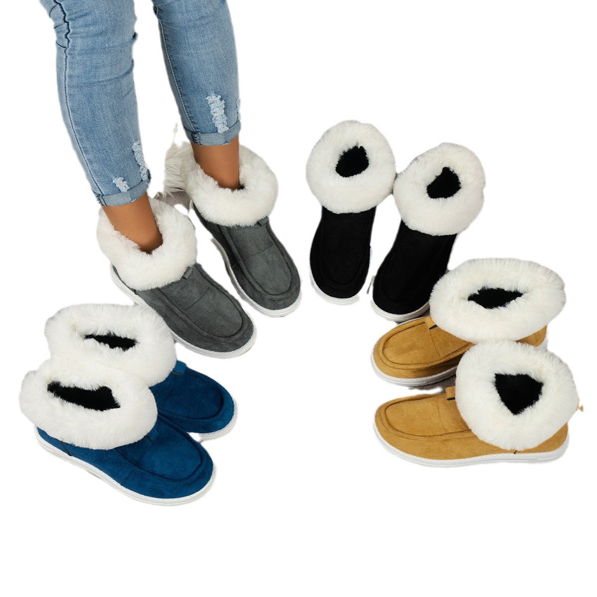 Women's platform warm comfortable fashion simple generous snow boots_voghion.com