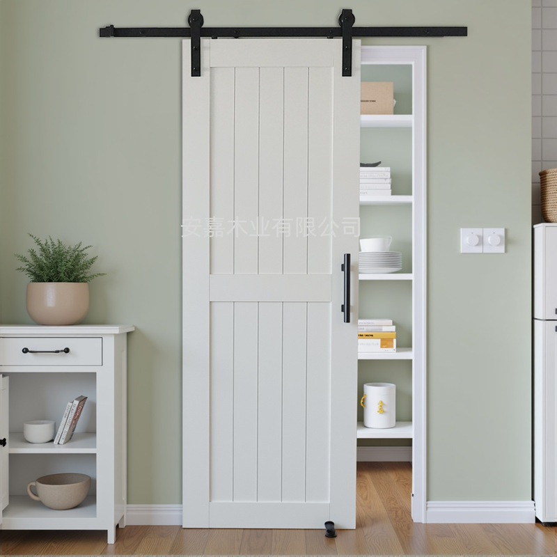French-Style Barn Door Sliding Door Nordic Modern Minimalist White Bathroom Door