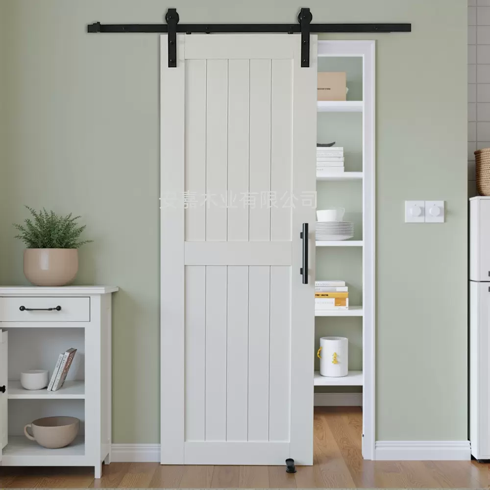 跨境实木谷仓门推拉门免漆门北欧现代简约谷仓门白色仓库卫生间门