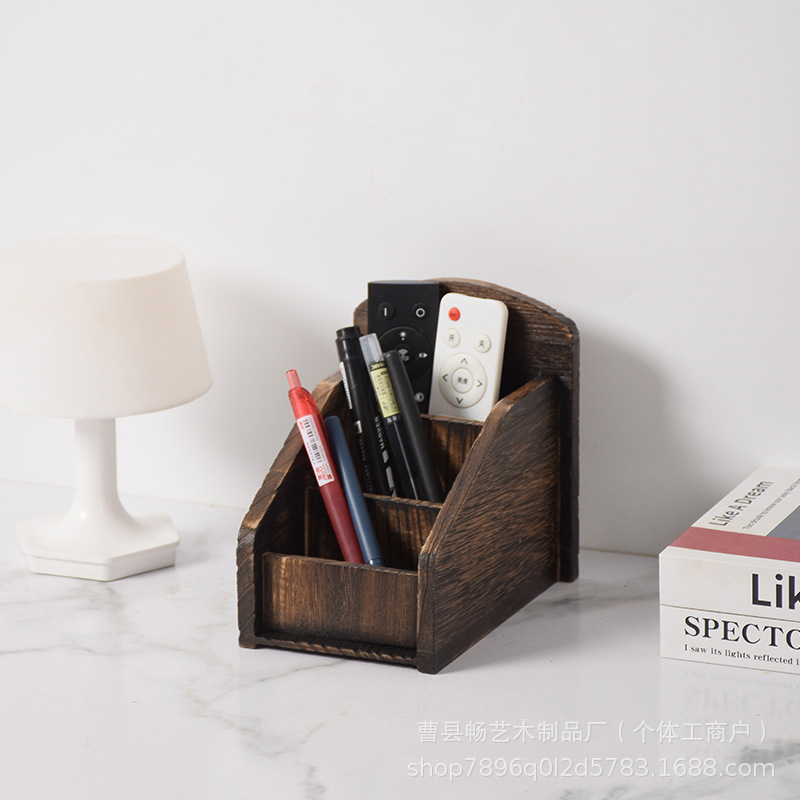 Wooden Remote Control Storage Box Multi-Functional Home Living Room Desktop Sundries Cosmetics Storage Rack