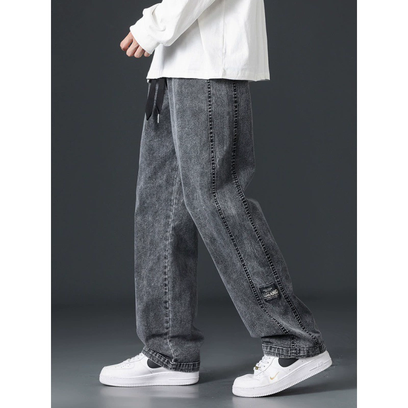 Широкие джинсы мужские осенние свободные прямые повседневные ретро прилив американской высокой улицы длинные брюки мужские