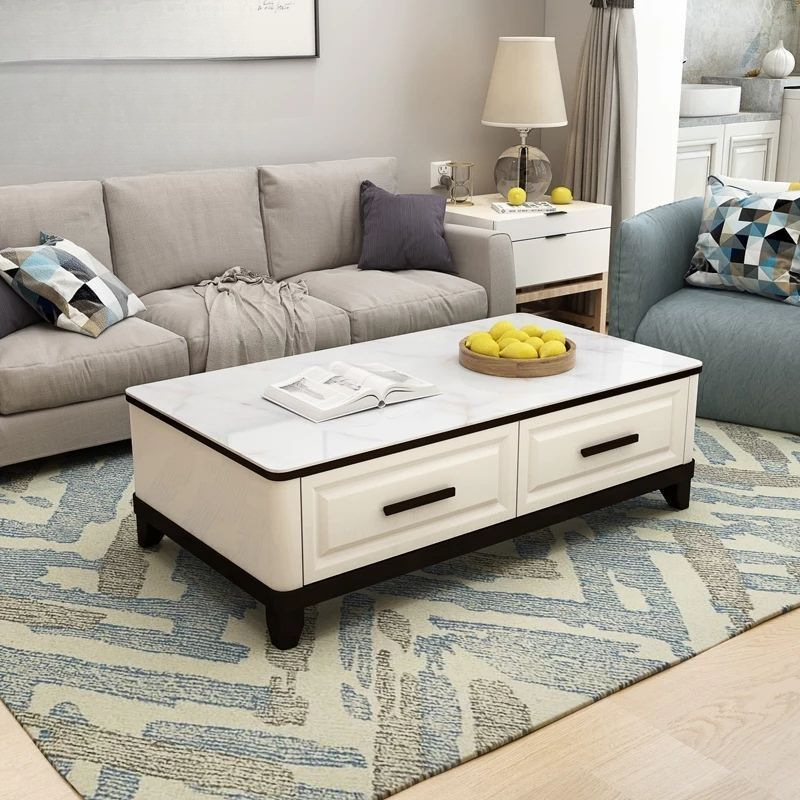 Slate Tv Cabinet Coffee Table Combination Set Nordic Furniture Living Room Large Apartment Small Apartment Furniture Modern Simple