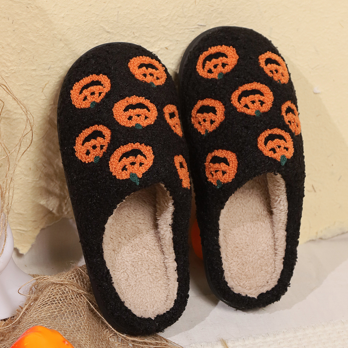 Halloween small order Halloween pumpkin autumn and winter cotton slippers home indoor _viptrois.com
