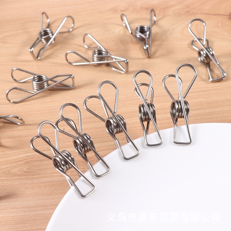 20 loaded solid line clip creative 4.5cm201 non-magnetic stainless steel spring clip windproof clothes clip wholesale