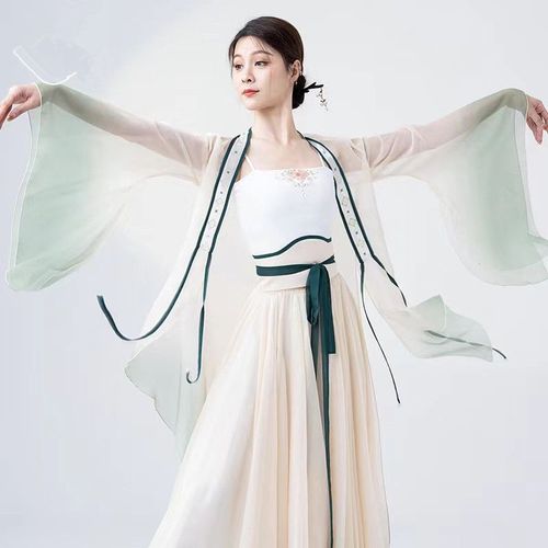 Chinese hanfu Chinese folk Classical fairy dance clothing female elegant outside wearing gradient long gauze clothing dance costumes uniforms full-skirted dress