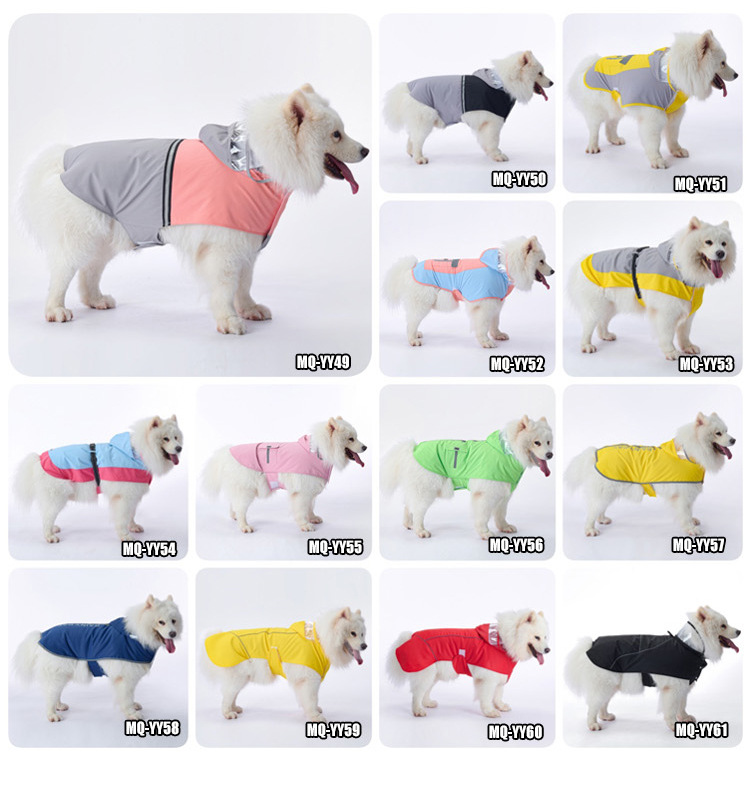 Large Dog Raincoat With Leash Attachment Mesh Reflective Strip Velcro Closure Pet Products Dog Clothing & Shoes_voghion.com
