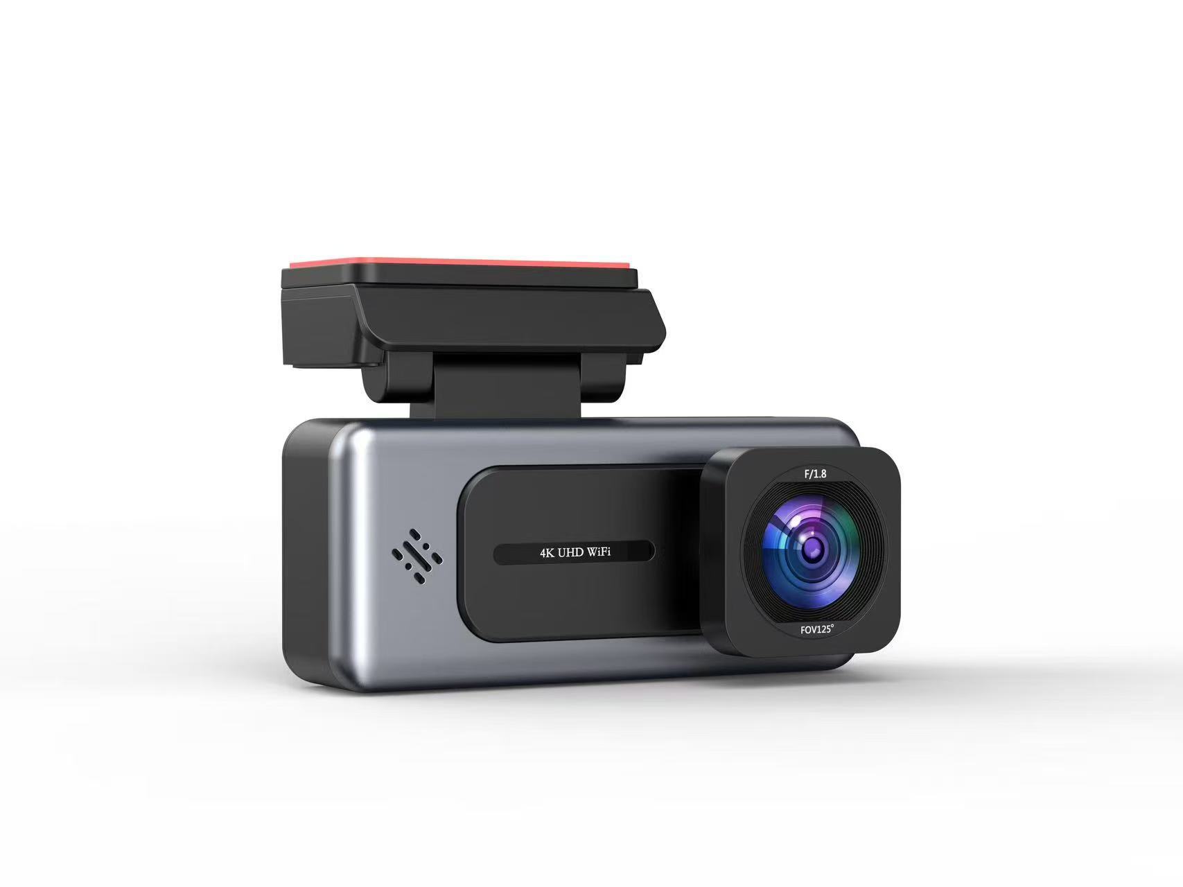 High-definition triple-camera dashcam with interior and exterior, front, rear, left, and right panoramic views, equipped with WiFi and in-car reversing camera