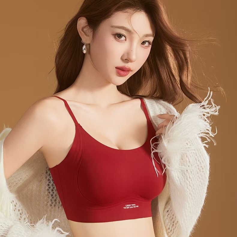 가을 겨울 신상 따뜻한 작은 가슴 확대 브라, 기모 젤리 스트립 리퀴드 파운데이션, 두꺼운 심리스 서스펜더 속옷, 아름다운 등