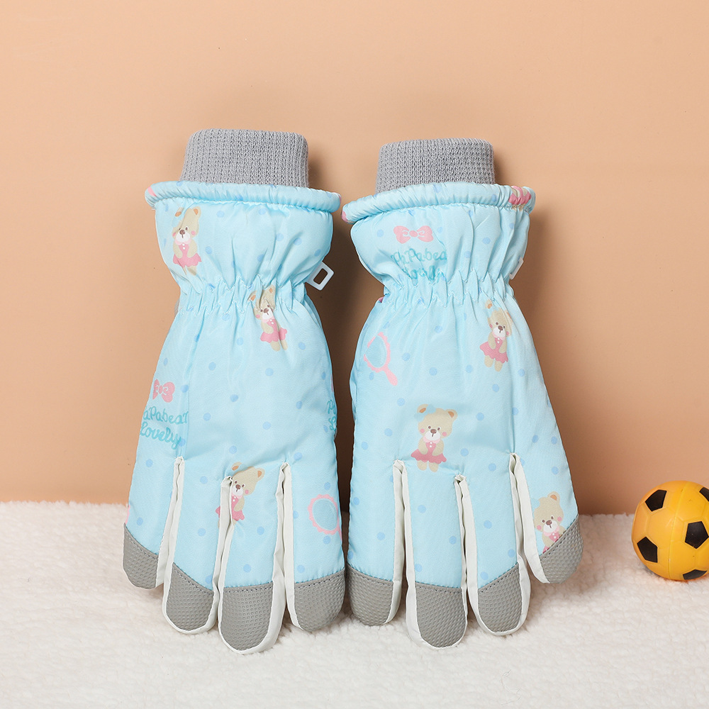 Guantes de esquí para niños de invierno para niños de temporada de ciclismo para niñas al aire libre de terciopelo grueso a prueba de salpicaduras a prueba de viento guantes fríos