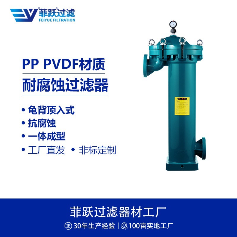 菲跃聚偏二氟乙烯PVDF顶入式过滤器 一体成型全塑胶 龟背式过滤器