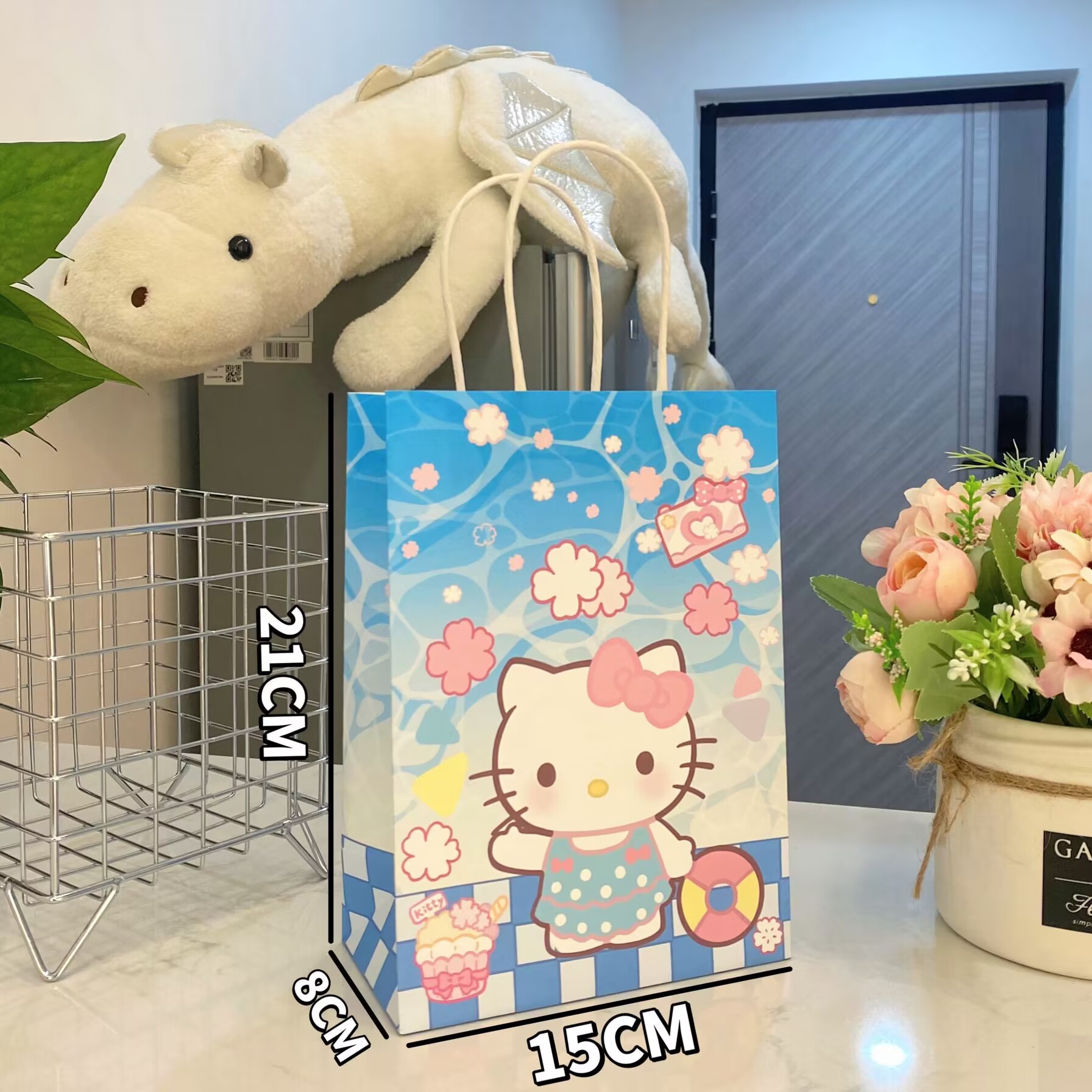 오션 KT, 화이트 소가죽, 스몰 사이즈 15*8*21 cm (특정 사이즈는 사진 참조)