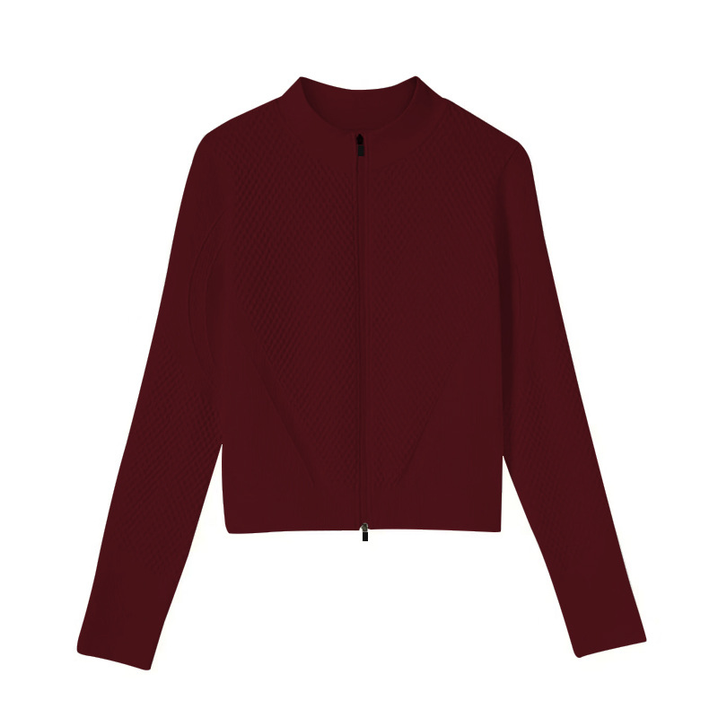 Otoño y invierno ropa de yoga al aire libre de mangas largas para mujeres que corren deportes abdominales reducidos con agujeros de pulgar ropa de fitness de mangas largas