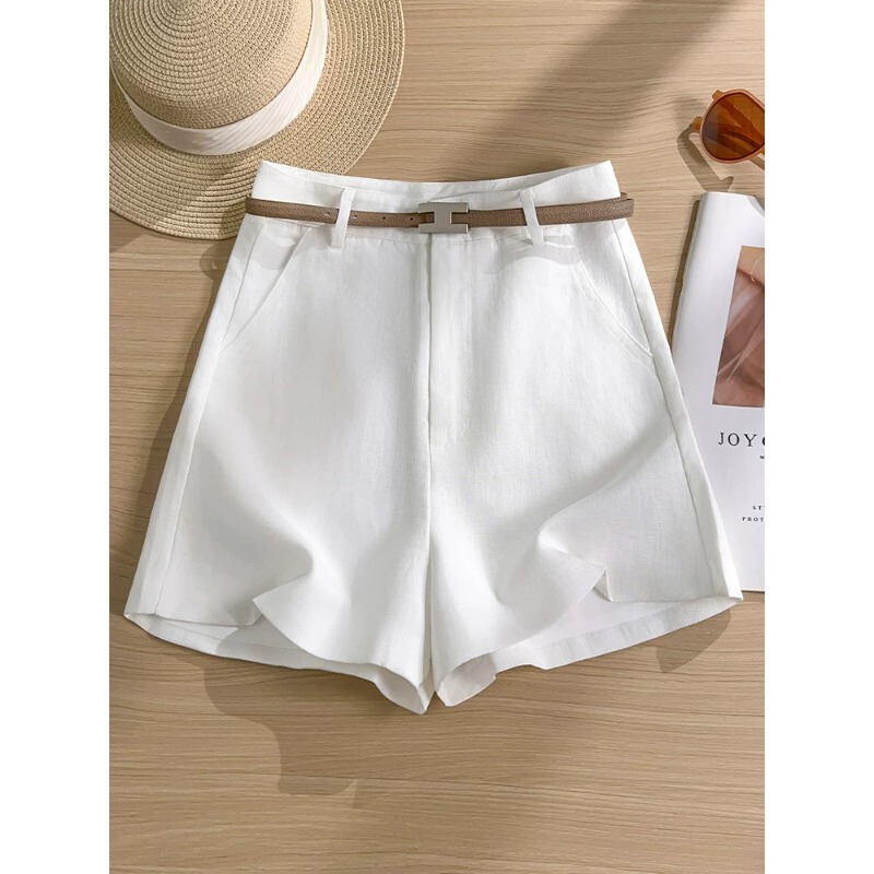 Lyocell Cotton Linen Shorts for Women, Summer Thin Style, 2026 New Model, Petite A-Line Wide-Leg Pants, Old Money Style, Four-Quarter Length Shorts