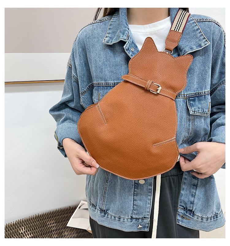 Borsa per gatti carina 2024 Borsa a tracolla singola nuova primavera Borsa a tracolla retrò in pelle alla moda e versatile Borsa da donna a tracolla personalizzata_voghion.com