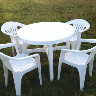 Outdoor Food Stall Plastic Tables and Chairs Night Market Barbecue Late Night Snack Outdoor Beach Cold Drink Restaurant Backrest Chair Round Table