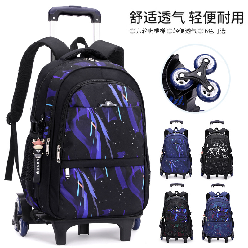 Peces naturales nueva mochila trolley estudiante de la escuela primaria al por mayor niños de moda de gran capacidad transfronteriza Venta caliente dinosaurio mapa estrella