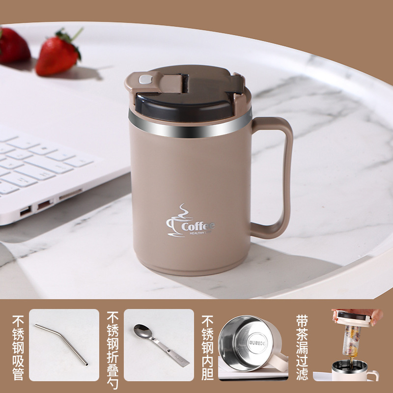 304 acero inoxidable simple taza de automóvil taza de café de gran capacidad taza de separación de té portátil taza de oficina