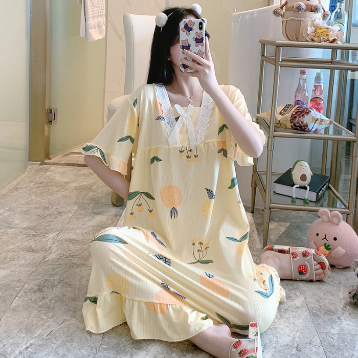 Princess Wind Pijamas de verano mujer dulce vestido encantador ocio más grande vestido de pijama casero en vivo comercio exterior al por mayor