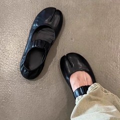羊皮版~个性简约分趾浅口平底单鞋女复古风通勤外穿配裙子玛丽珍