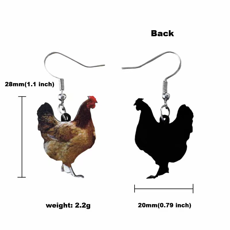 1 Pair Quantity Holiday, Daily Occasion Acrylic Material 1 Pair Simple Style Chicken Stoving Varnish Arylic Ear Hook