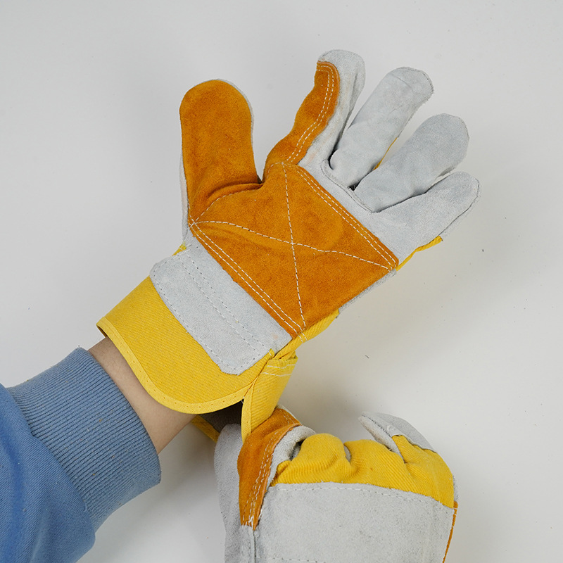 牛皮电焊手套加厚虎口耐用双层焊接焊工专用耐磨耐高温隔热焊工手