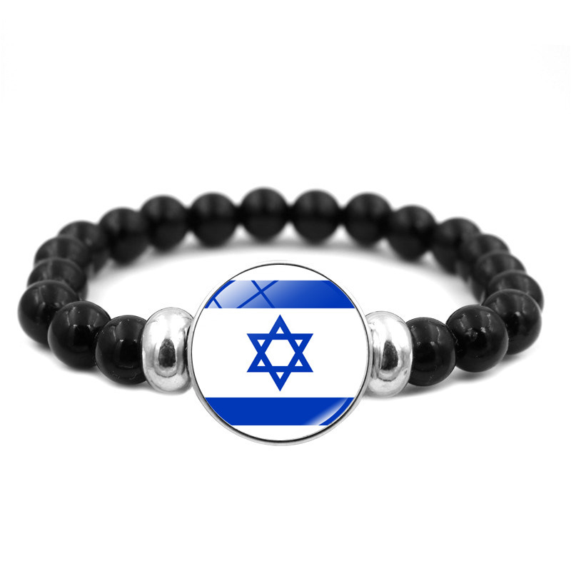 Israel Palestina bandera Tiempo gema pulsera hombres y mujeres todo partido negro pulsera de cuentas joyas al por mayor