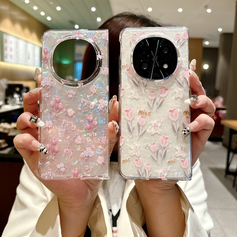 For OPPOFINDN5 Small Fresh Tulip Phone Case FINDN5 Color Shellfish Flower Simple Japanese and Korean Protective Case for Women