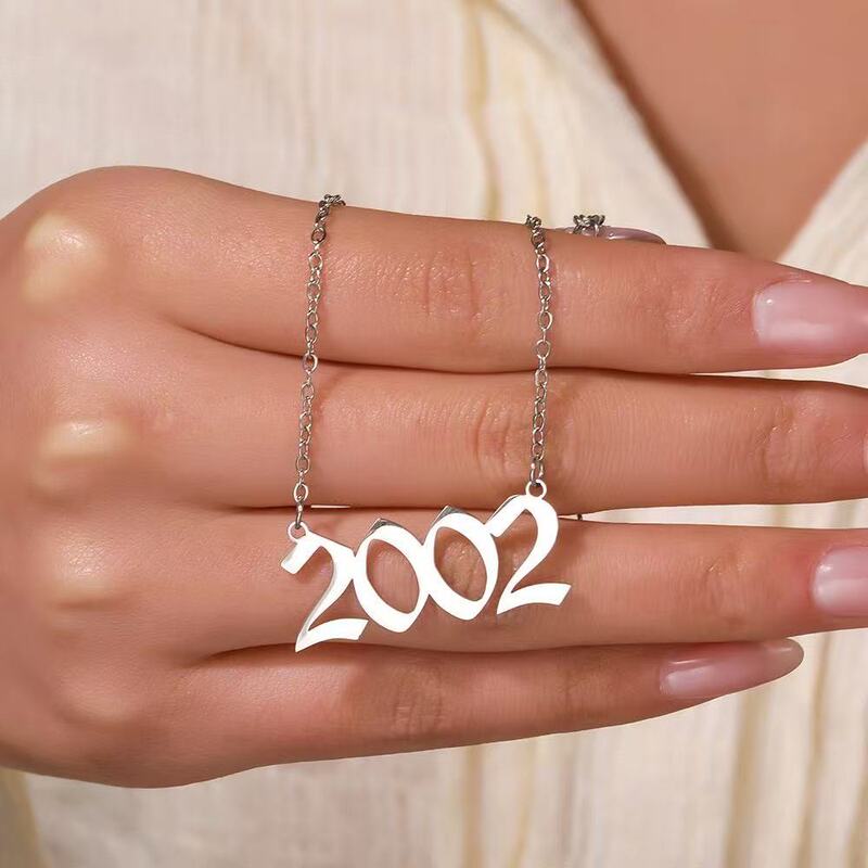 New Personalized Fashion Accessories Stainless Steel 1980 to 2024 Year Necklace European and American Style Jewelry Birthday