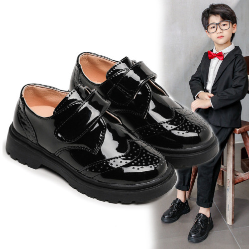 Children's shoes, boys' leather shoes, spring and autumn  new Korean style British black soft bottom primary school students' campus performance shoes