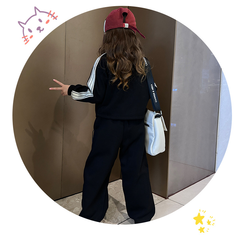 Girls' Sports Set 2023 Spring Autumn New Korean Edition Fashionable Baby Long Sleeve Casual Sweater and Pants Two_voghion.com