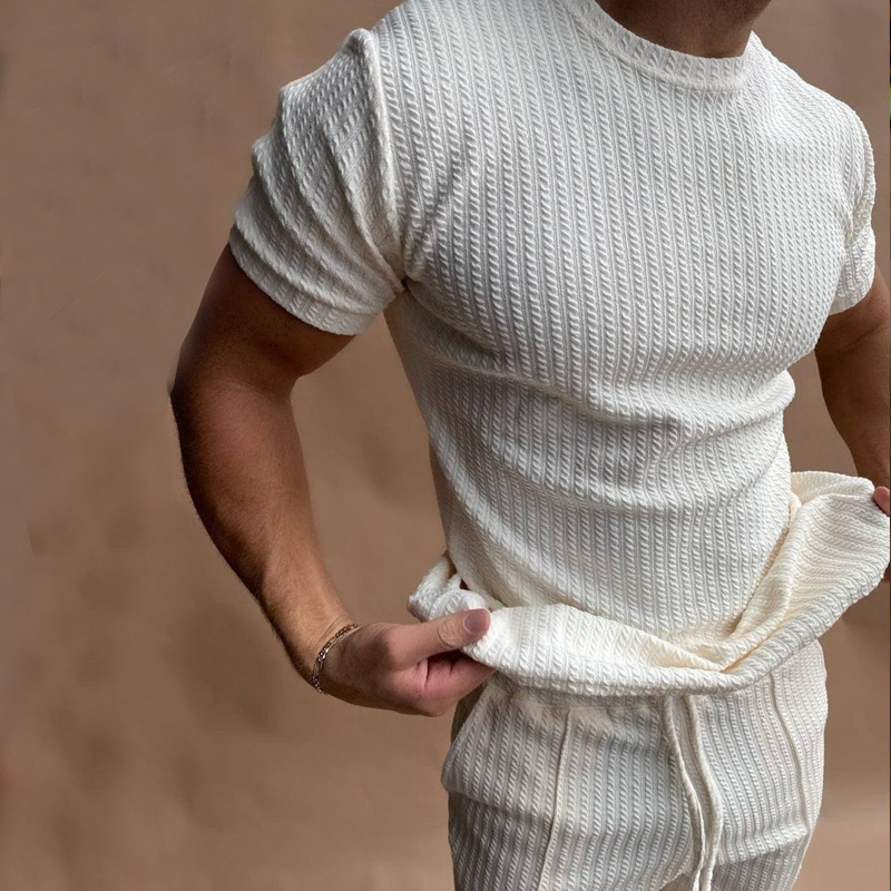 686g Weight Short Sleeve Sleeve Length Polyester Fabric Type Pants Sets Sets Type 2 Pieces Set Quantity Men's Solid Color Pants Sets Men's Clothing