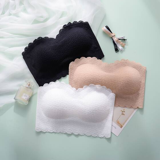 [Gift of Shoulder Strap] Strapless Underwear Women's Lace Anti-slip Small Chest Push-up No Steel Rings Tube-wrap Chest