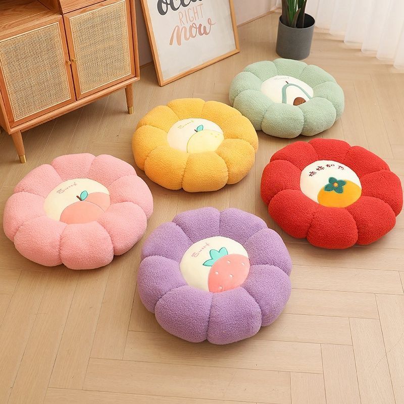 水果柿柿如意蒲团坐垫地上懒人坐墩沙发毛绒抱枕榻榻米橙子飘窗垫