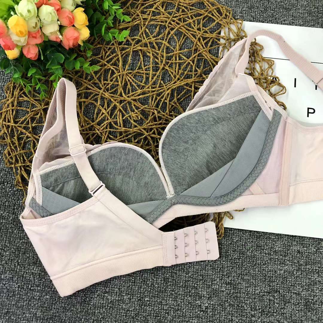 Nuevo estilo No lado hueso inalámbrico sujetador moda encaje jacquard tres breasted transpirable cómoda ropa interior clásica para las mujeres al por mayor image 4