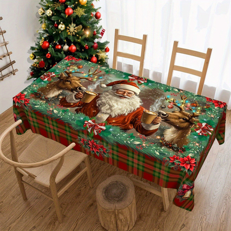 Nuevo manto de mesa de Navidad árbol de Navidad muñeco de nieve alce impresión digital manto de mesa transfronteriza amazónica decoración festiva image 3