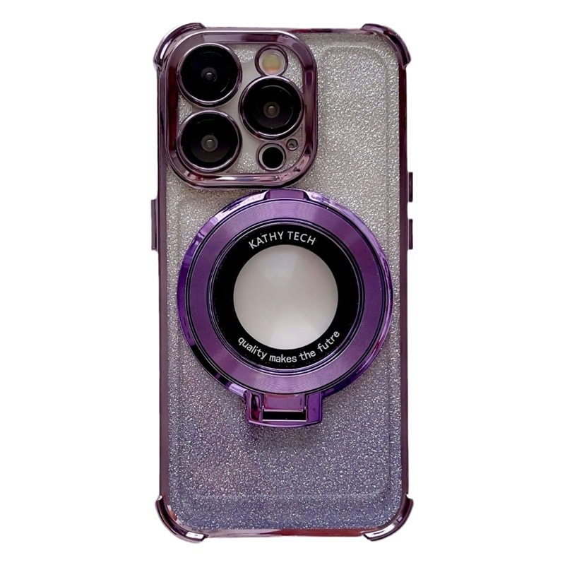 Soporte Magnético para Lupa Compatible con Funda para iPhone 17 PRO, Funda Anti-Caídas con Cuatro Esquinas de Protección y Purpurina para Apple 16