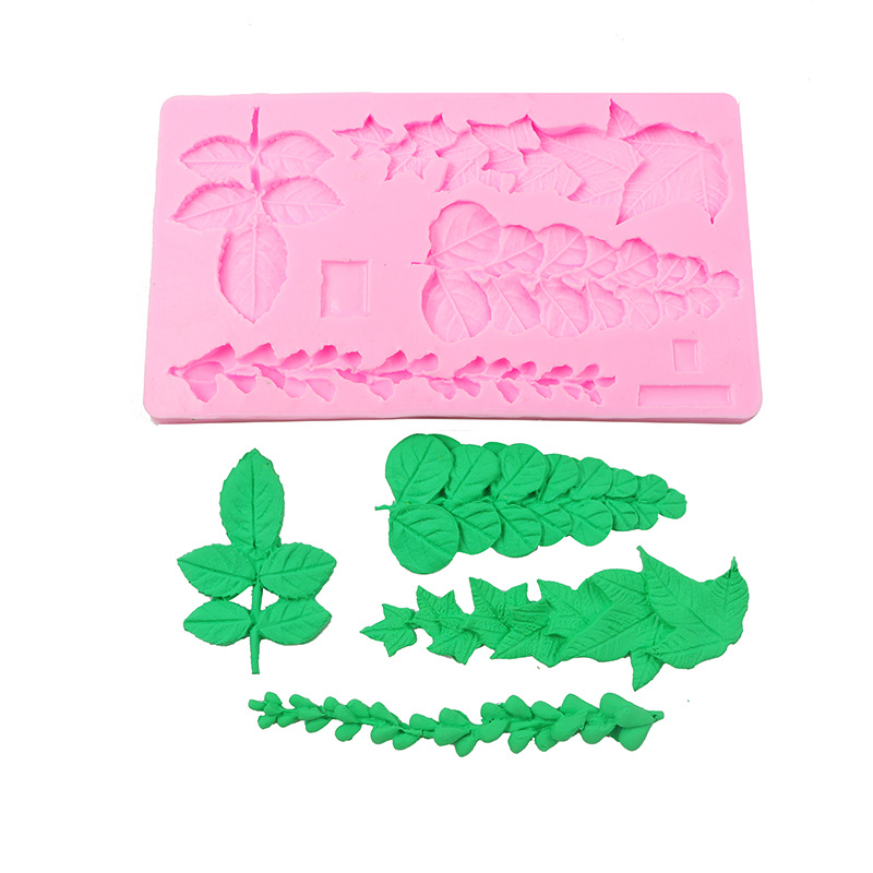 Nueva suculentas hojas decorativas fondant molde de silicona cake Edge ritmo seco chocolate utensilios para hornear