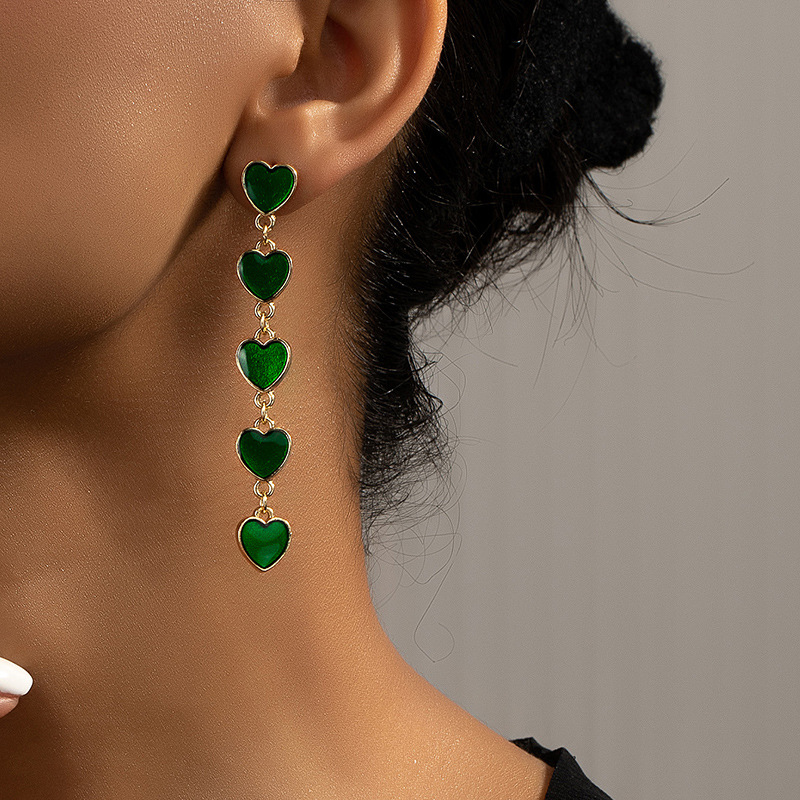 1 Pair Simple Style Heart Shape Enamel Alloy Drop Earrings Earrings display picture 2
