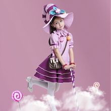 万圣节服装儿童女巫璐璐紫色连衣裙cosplay游戏校色服装