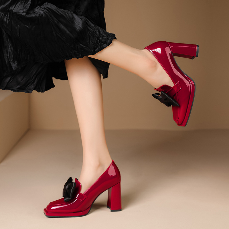 Damen Pumps Mit Schleife Und Blockabsatz Im British Style_voghion.com