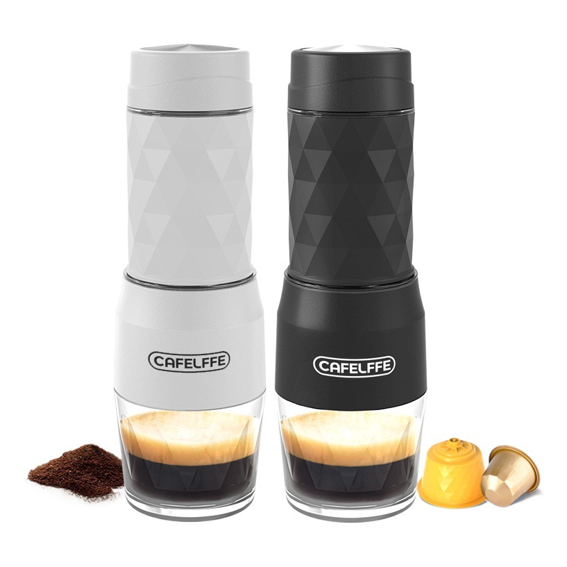 Cross-border portable coffee machine three-in-one Italian capsule coffee machine outdoor travel hand pressure coffee pot in stock