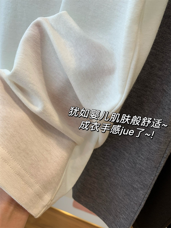 赤ちゃんの肌のような！テンセルウールクールT！ストレッチ大盗スリム気質ハーフタートルネックTシャツ G062405|undefined