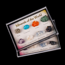 天然矿标摆件水晶矿石原石亚克力盒装手工DIY礼品礼物现货批发
