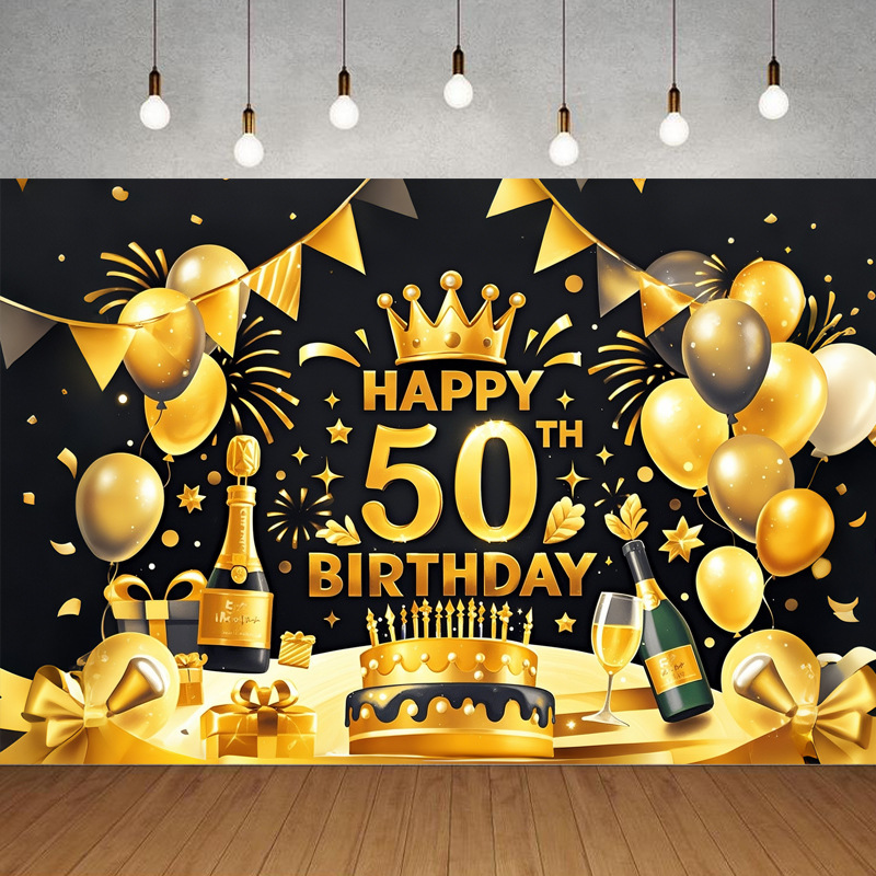 Nueva tela de fondo de feliz cumpleaños transfronteriza, carnaval de fiesta, serie principal de decoración de escenas, banner de cumpleaños