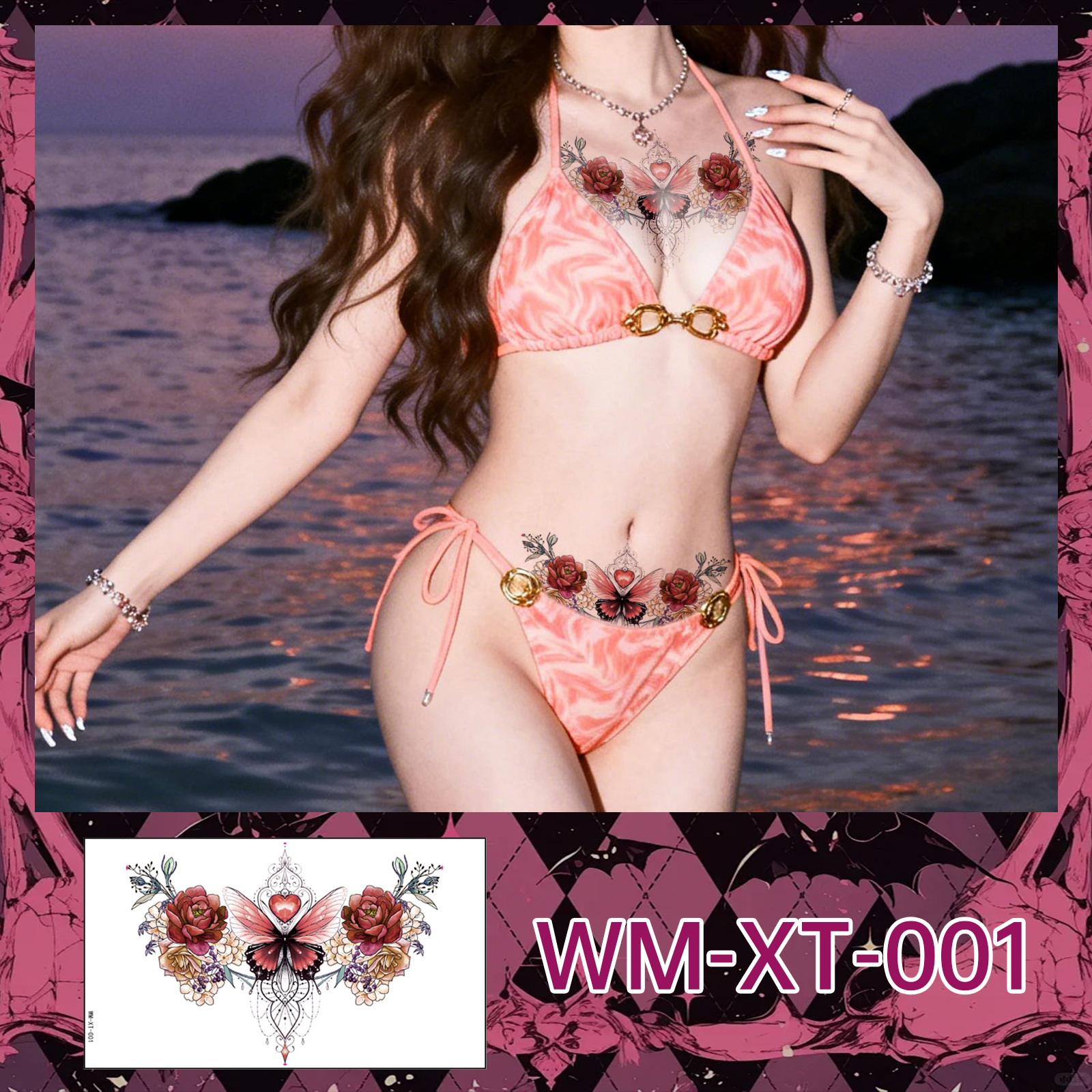WM-XT-001 de tatouage de la clavicule thoracique / 240*138mm